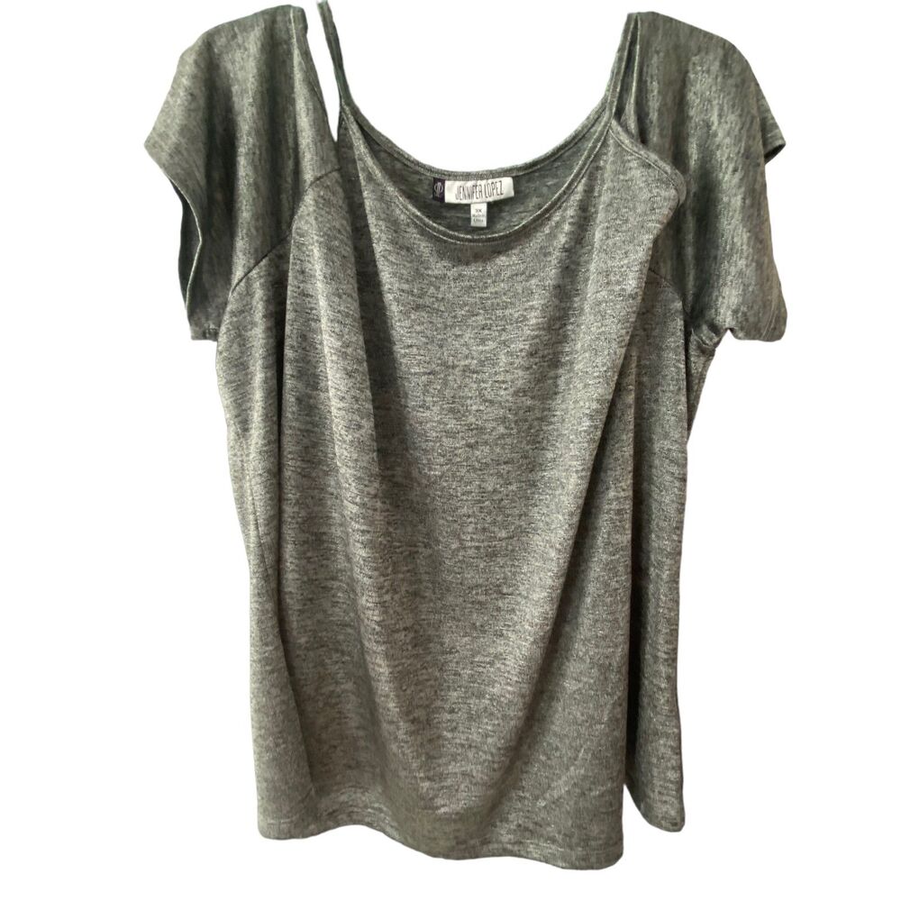JLO Jennifer Lopez Women Off Shoulder Top Shirt Blouse Silver Gray Plus 3X